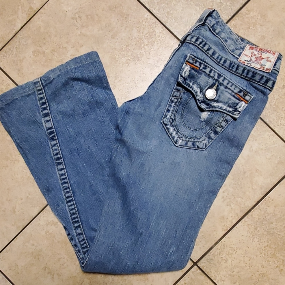 True Religion Womens flare bottom jeans.